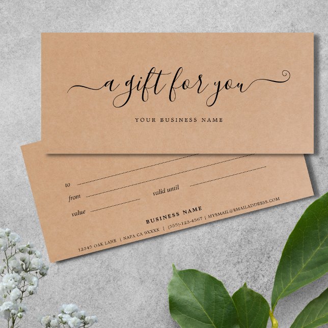 Business Gift Certificate Kraft paper rustic (Kraft Paper Business Gift Certificates)