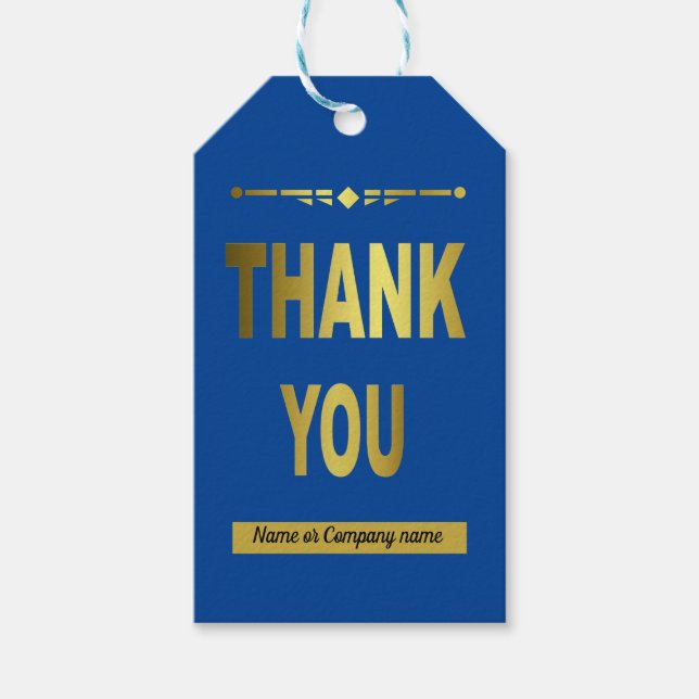 Business Obrigado Etiqueta Azul de Presente de Tip (Frente)