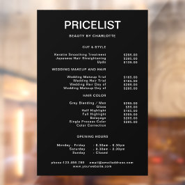 Business Pricelist & Horas de Abertura