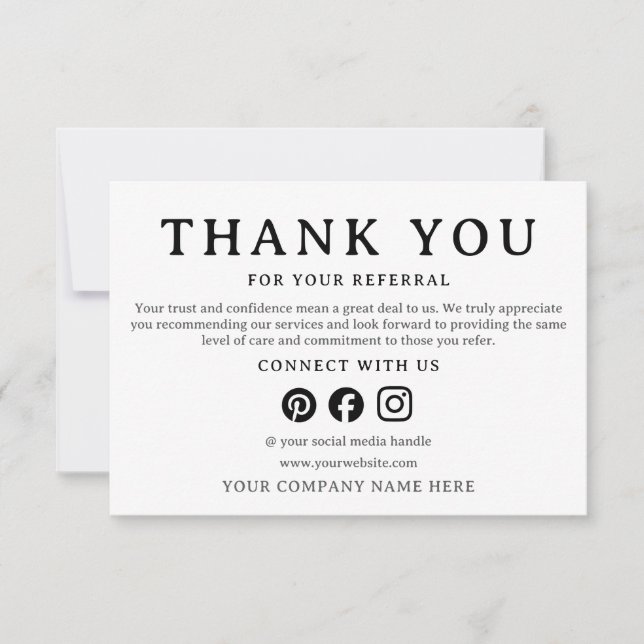  Business Thank You For Your Referral Card (Frente)