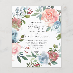 Busto Azul Blush Cor-de-rosa 2 Folheto de Casament