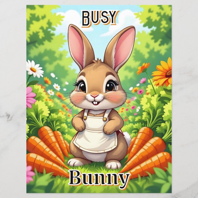 Busy Bunny | Cute Cartoon Kid's Nursery Art (Frente)