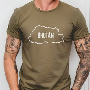 Butão - Mapa do País Camisa do Butão Destaque de C