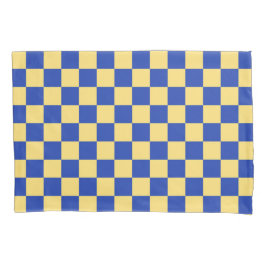 Butter yellow and blue checkered board pattern