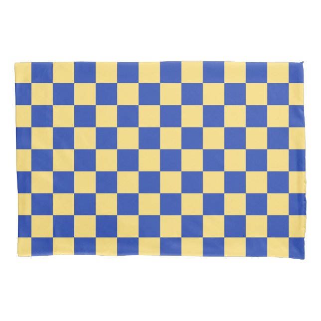 Butter yellow and blue checkered board pattern (Frente-Esquerda)