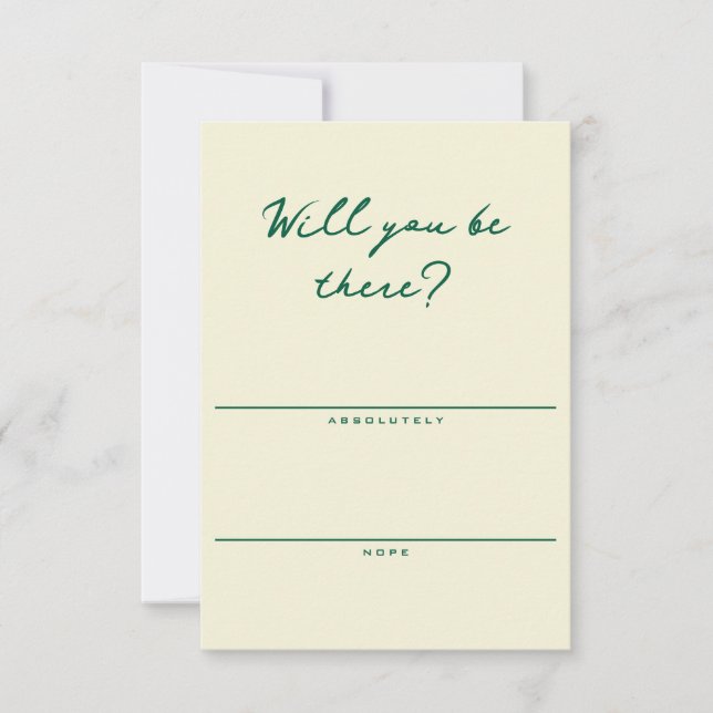 Butter Yellow and Green Simple RSVP Card (Frente)
