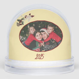 Butter Yellow & Deep Red Floral Photo Christmas