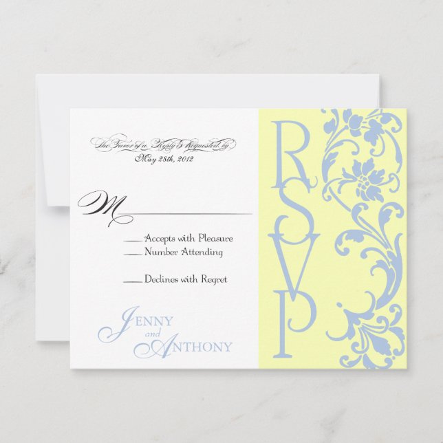 Buttercreme RSVP Simples Elegante e Azul-Céu (Frente)