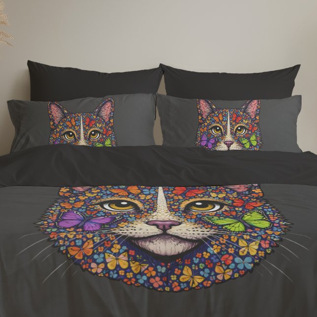 Butterfly Blooms Cat Portrait | Kitty Graphic Art  (Criador carregado)
