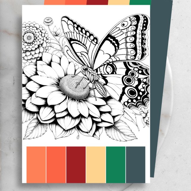 Butterfly Cartões de Coloração para Adultos e Comb (Butterfly adult coloring pages with color guide by Victoria Grigaliunas of Do Tell A Belle)