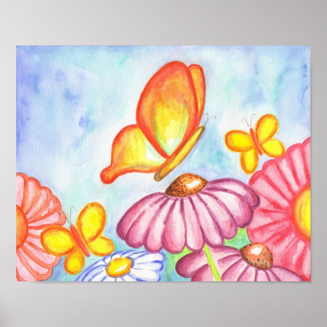 Butterfly Daisy Art Impressão (Frente)