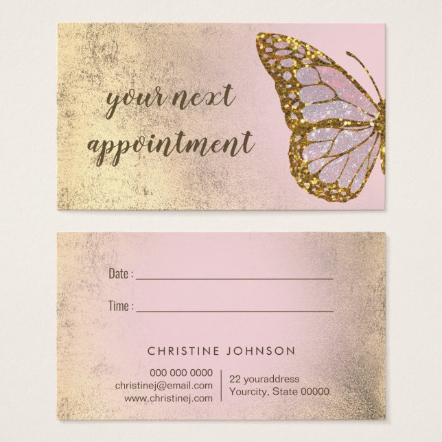 butterfly design appointment card (Frente & Verso)