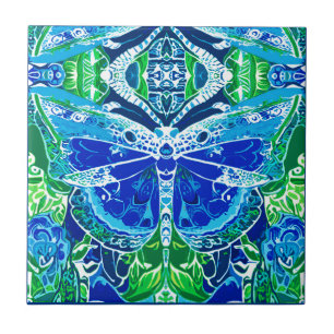 Butterfly e Medallion Batik Padrões em Azul