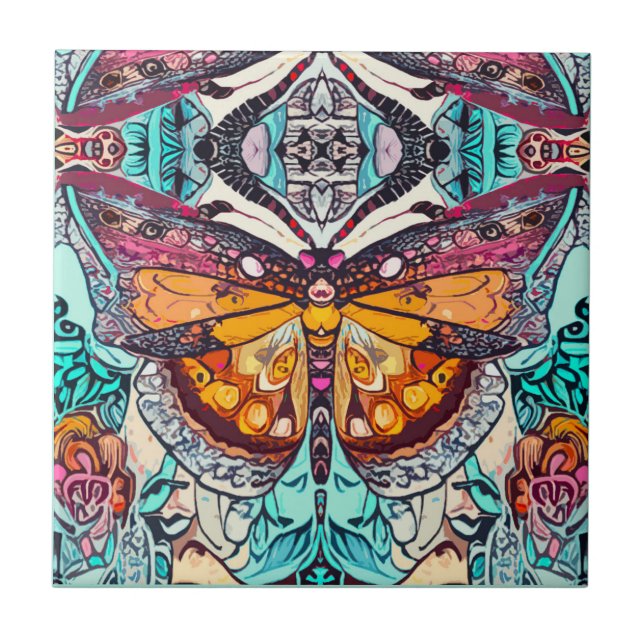 Butterfly e Medallion Batik Padrões em Laranja (Frente)