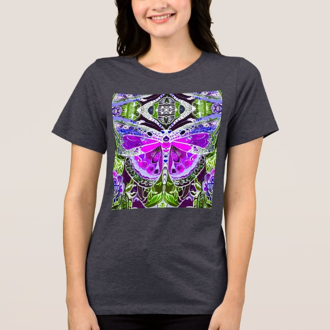 Butterfly e Medallion Batik Patterno em Violet (Frente)