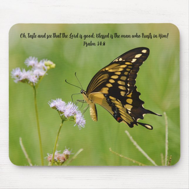 Butterfly Faith Bible Verse Nature Mouse Pad (Frente)
