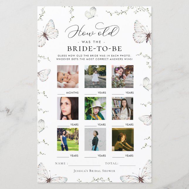 Butterfly How Old Was The Bride Game (Frente)