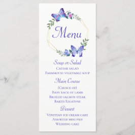 Butterfly Menu Azul Borboletas Casamento Floral