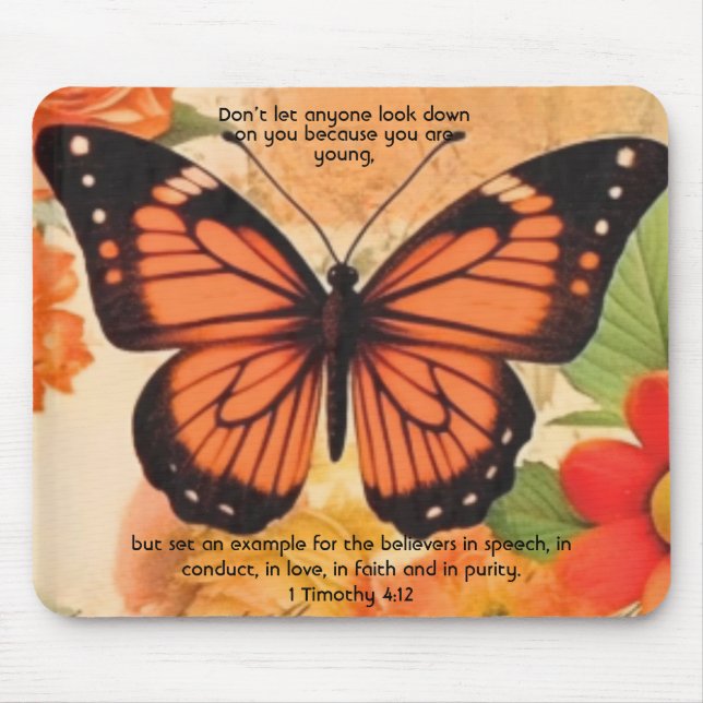 Butterfly Mouse Pad 1 Timothy 4:12 (Frente)