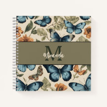 Butterfly personalizada Monograma Sketchbook