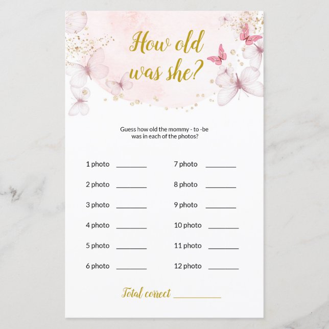 Butterfly Quantos anos ela tinha? jogo de chá de f (Frente)