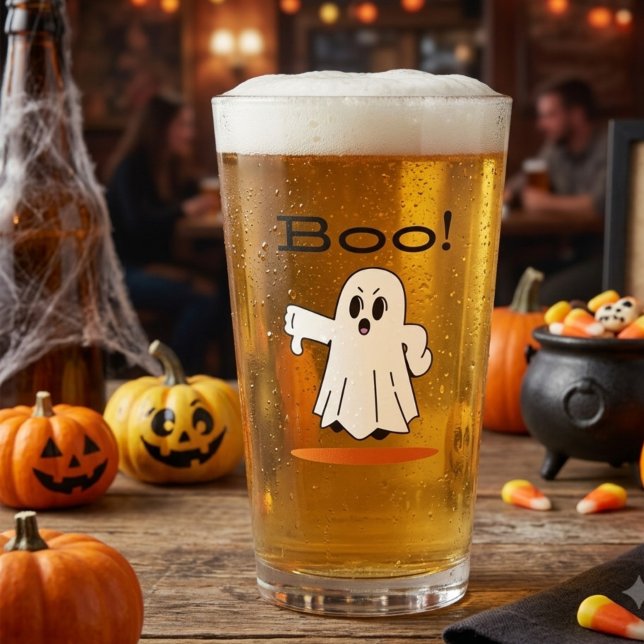 Buu! Copo de Pint Beer Halloween Engraçado (Criador carregado)