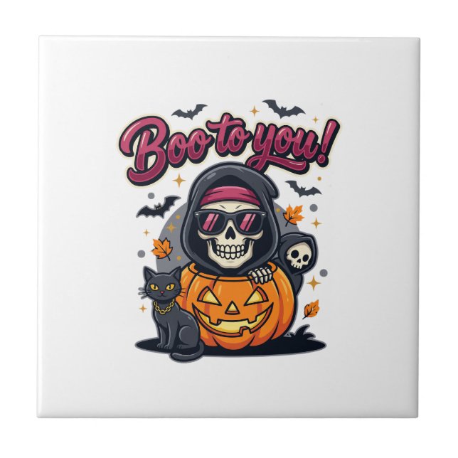 Buu para Você Esqueleto de Halloween Abóbora (Frente)