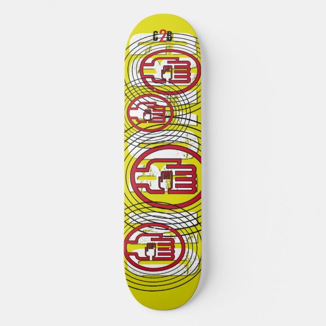 C2B: No CONSELHO 8, 1/2", Pincel amarelo de skate (Frente)