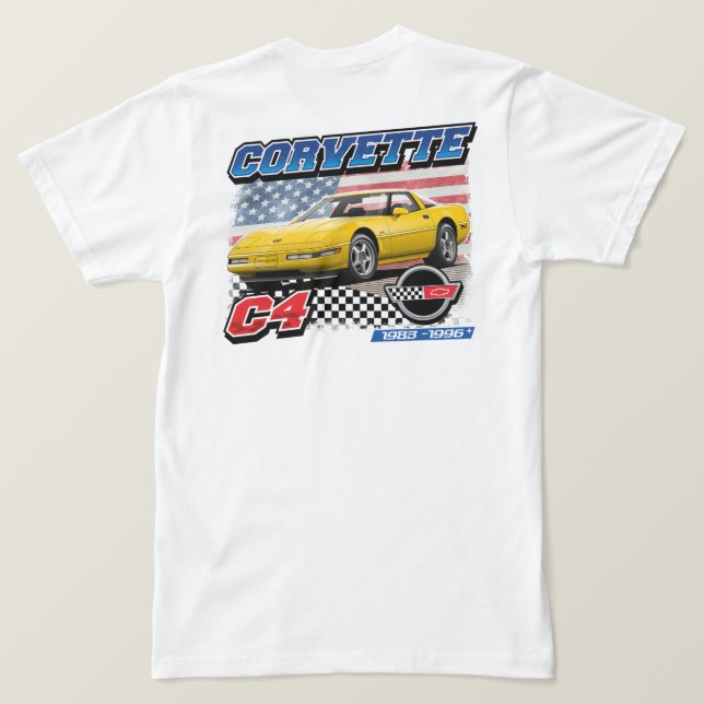 C4 Corvette - Camisa T de dois lados (Verso do Design)