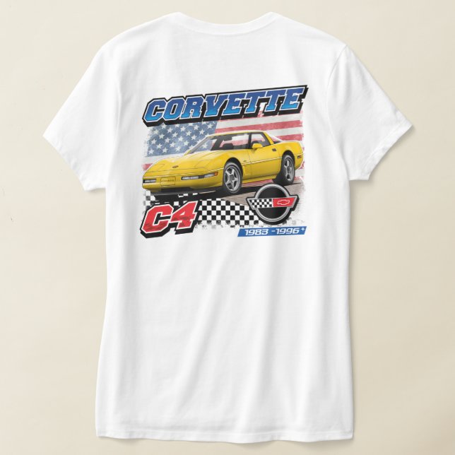 C4 Corvette - Camiseta T-Shirt de duas faces (Postura das costas)