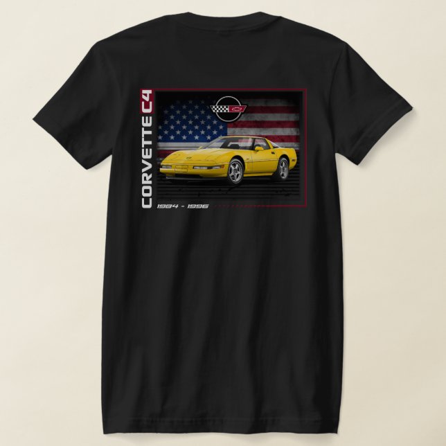 C4 Corvette - Camiseta T-Shirt de duas faces (Postura das costas)