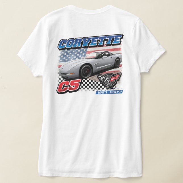 C5 Corvette - Camiseta T-Shirt de duas faces (Postura das costas)