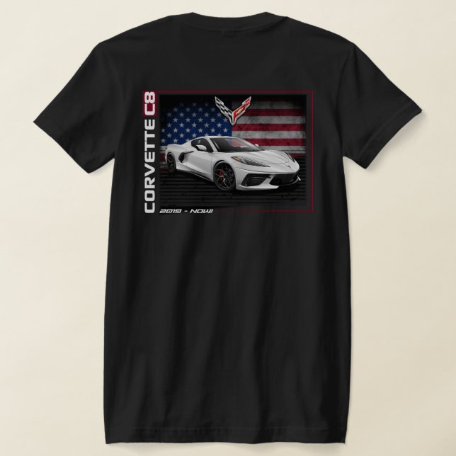 C8 Corvette - Camiseta T-Shirt de duas faces (Postura das costas)