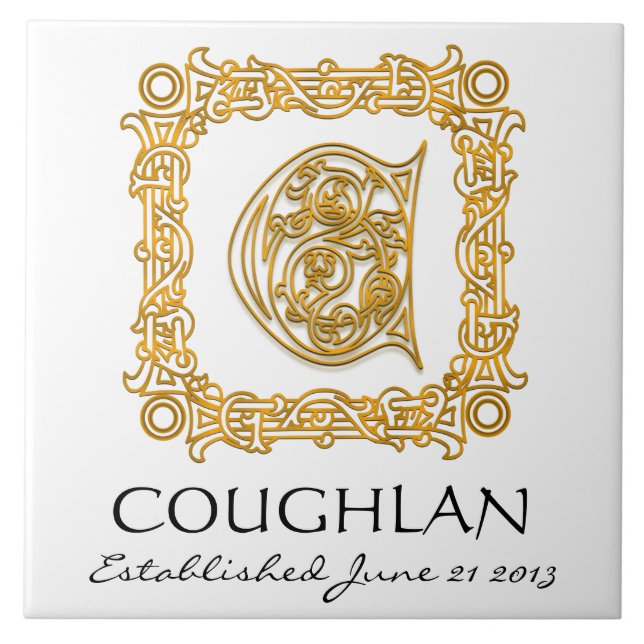 "C" Apelido Casamento Aniversário Azulejo do Monog (Frente)