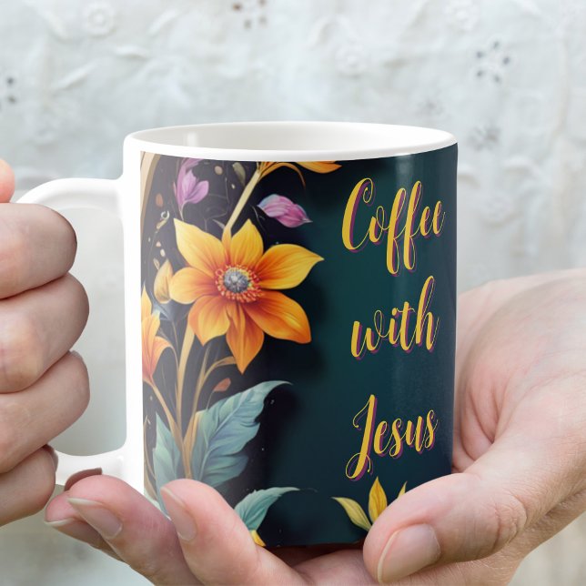 C Caneca de Café Personalizável Baseada na Fé Flor (Criador carregado)