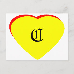 "C" Casamento Vermelho Amarelo Coração Convite O M