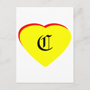 "C" Casamento Vermelho Amarelo Coração Convite O M