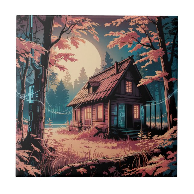 Cabana ao Luar Floresta Japonesa Arte (2) (Frente)