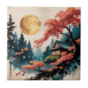 Cabana ao Luar Floresta Japonesa Arte (4)