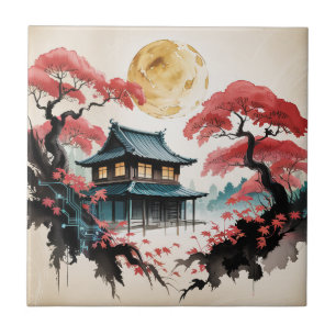 Cabana ao Luar Floresta Japonesa Arte (5)
