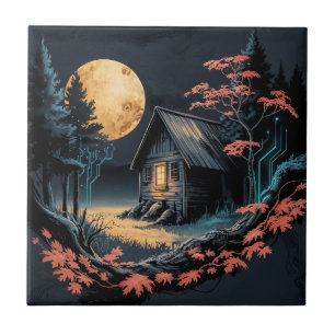 Cabana ao Luar Floresta Japonesa Arte (6)