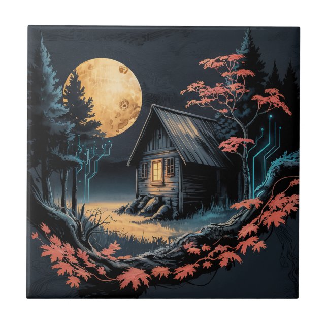 Cabana ao Luar Floresta Japonesa Arte (6) (Frente)