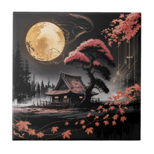 Cabana ao Luar Floresta Japonesa Arte (8)