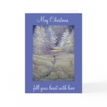 Cabana no bosque, cartão de Natal