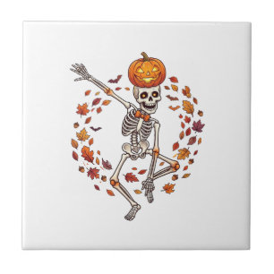 Cabeça de Abóbora de Esqueleto Dançante de Hallowe