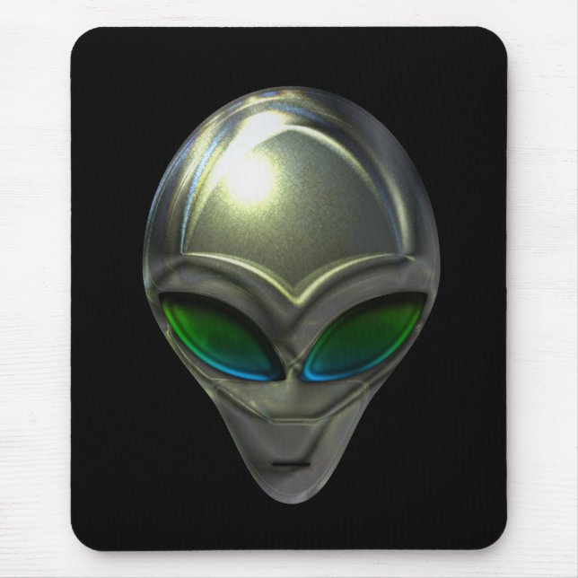 Cabeça de Alienígena metálica 02 Mousepad (Frente)