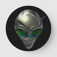 Cabeça de Alienígena metálica 02 Relógio de parede