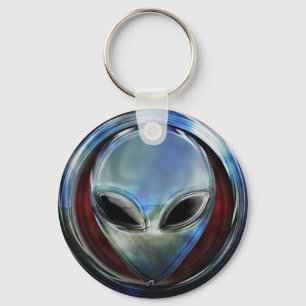 Cabeça de Alienígena metálica 03 Chaveiro