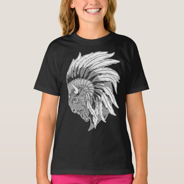 Cabeça de Buffalo com Camiseta de Meninos de Headd (Frente)