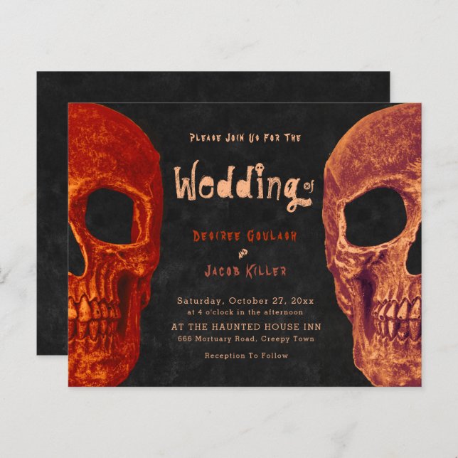 Cabeça de Caveira Gótica Laranja Preto Orçamento d (Frente/Verso)